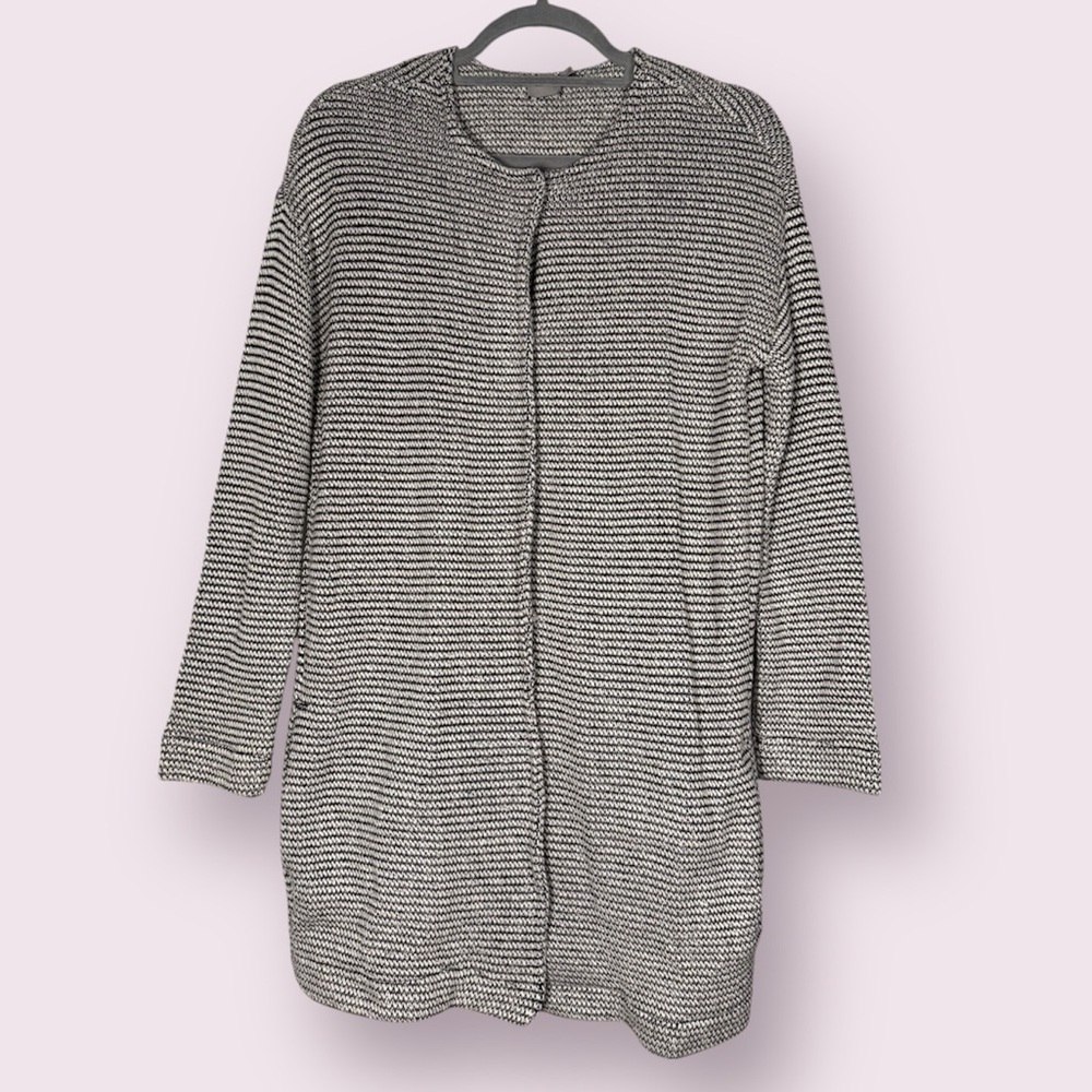 ASOS Black and White Textured Knit Long Cardigan 4